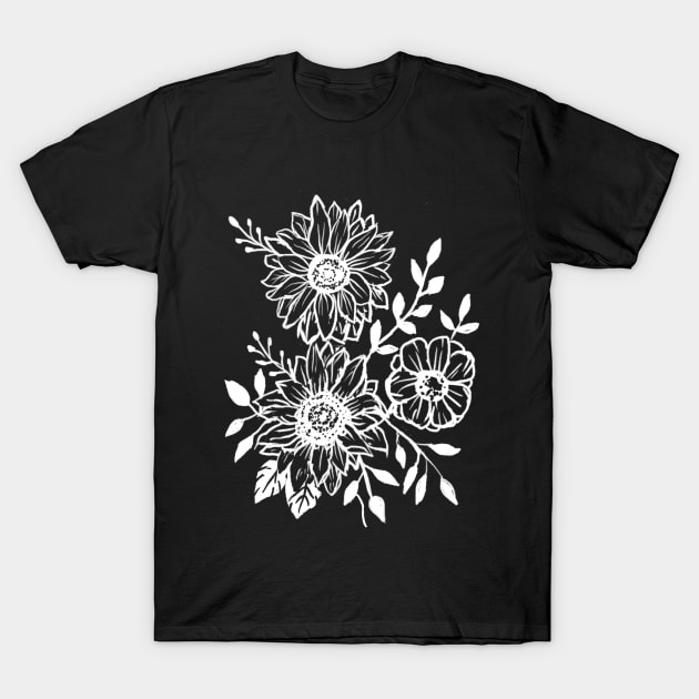 Sunflowers, Wildflowers, Boho, Hippie, Hand drawn T-Shirt by LunaElizabeth